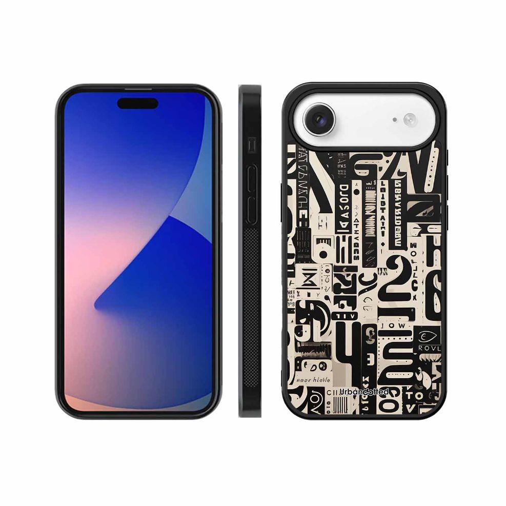 Abstract Typography Collage Glass Case For iPhone Air