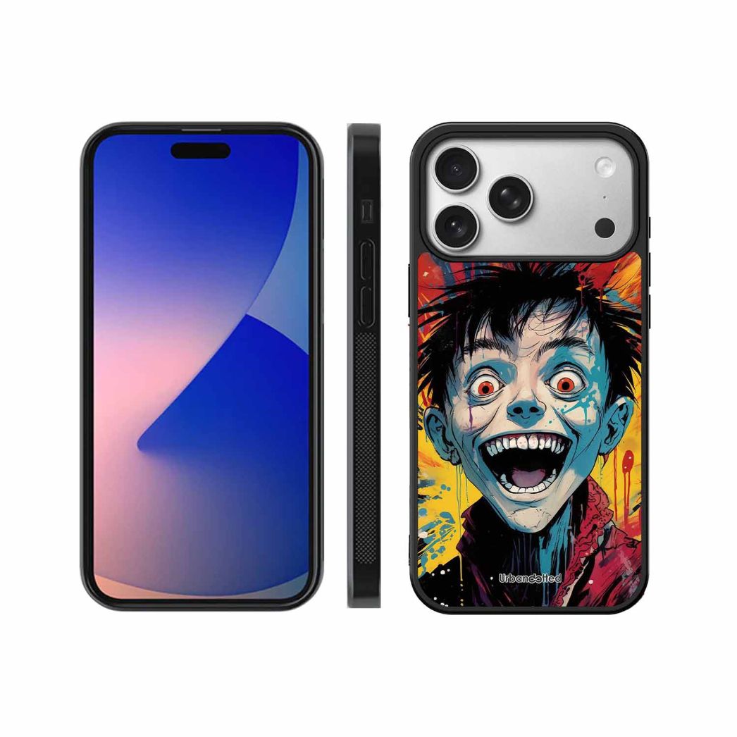 Distorted Joy Illustration Glass Case For iPhone 17 Pro