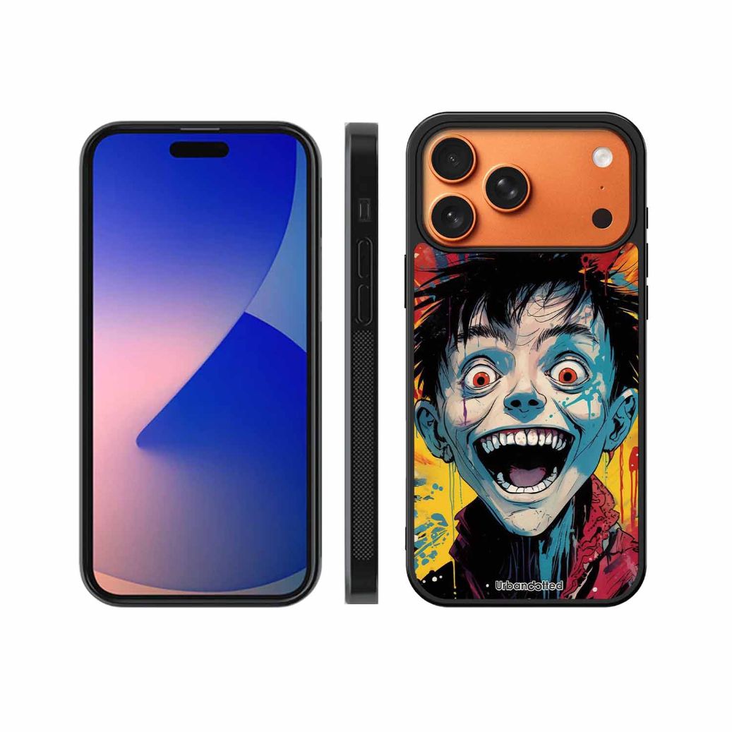 Distorted Joy Illustration Glass Case For iPhone 17 Pro Max