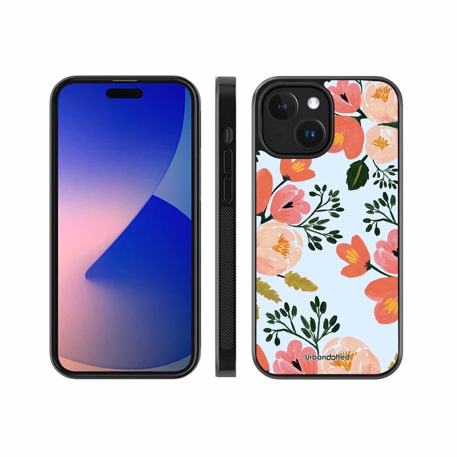 Painted Floral Bouque Glass Case For iPhone 15