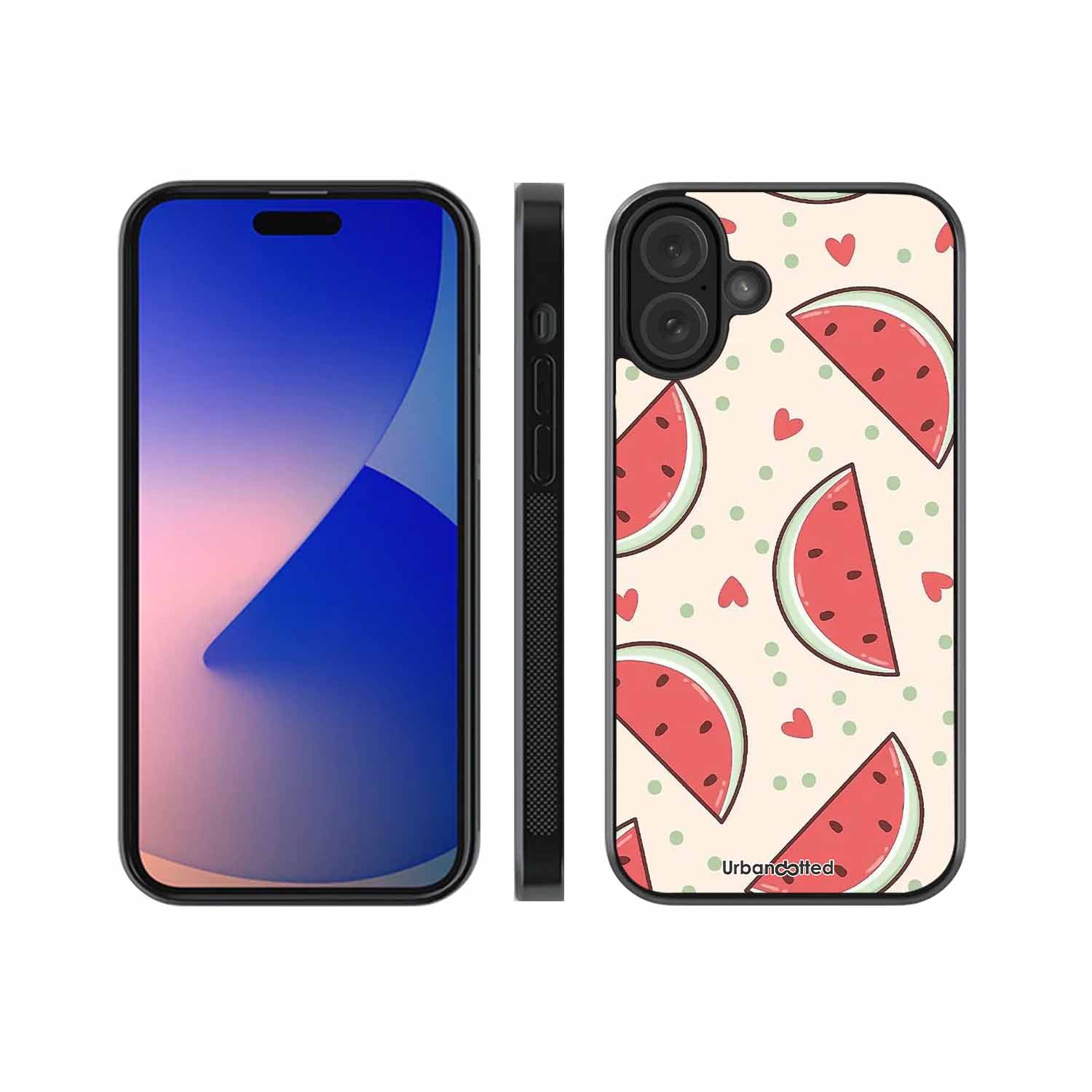 Watermelon Slice Fun Glass Case For iPhone 16 Plus
