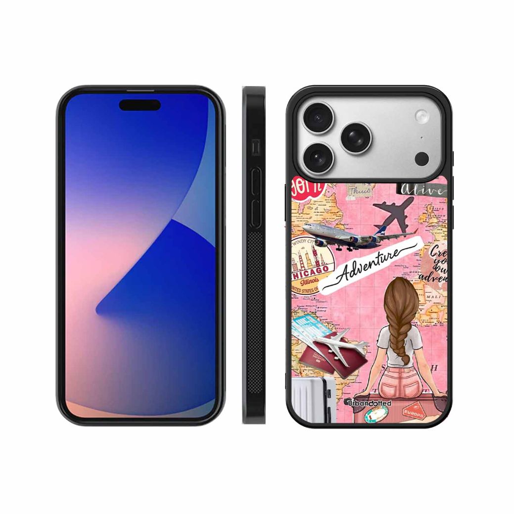 Travel Adventure Map Glass Case For iPhone 17 Pro