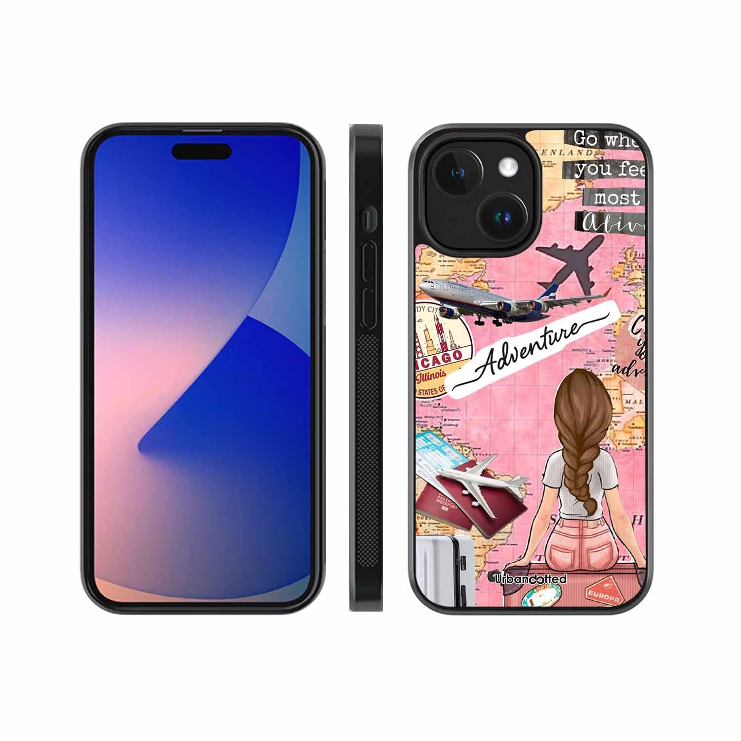 Travel Adventure Map Glass Case For iPhone 15