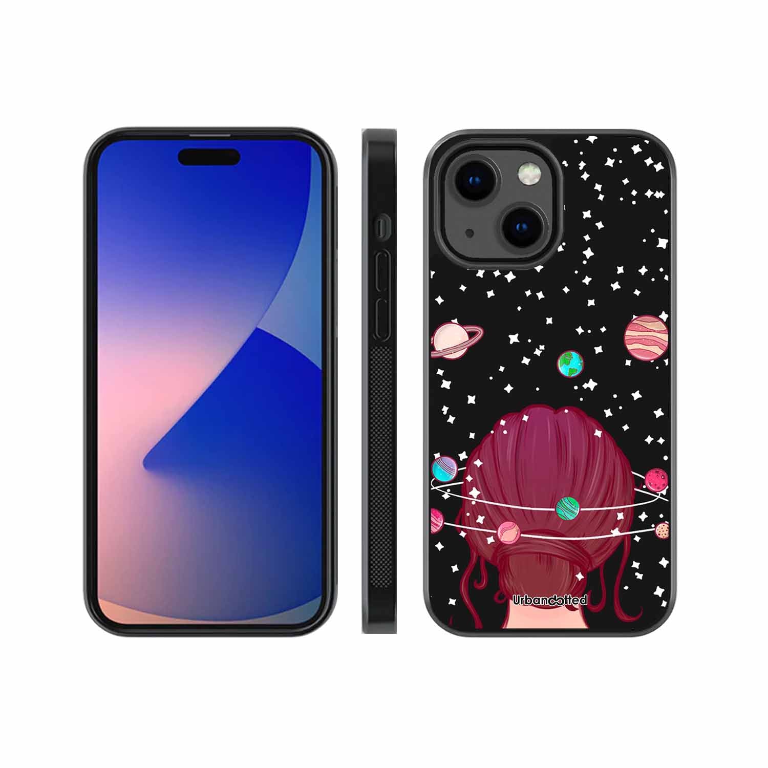 Galactic Hair Space Girl Glass Case For iPhone 13 Mini