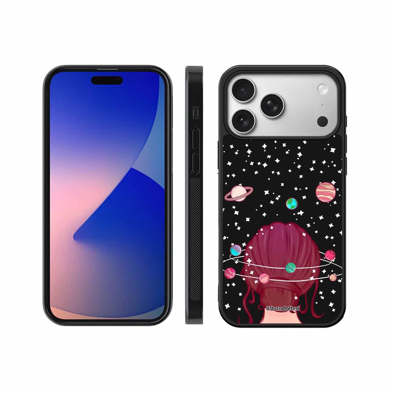 Galactic Hair Space Girl Glass Case For iPhone 17 Pro