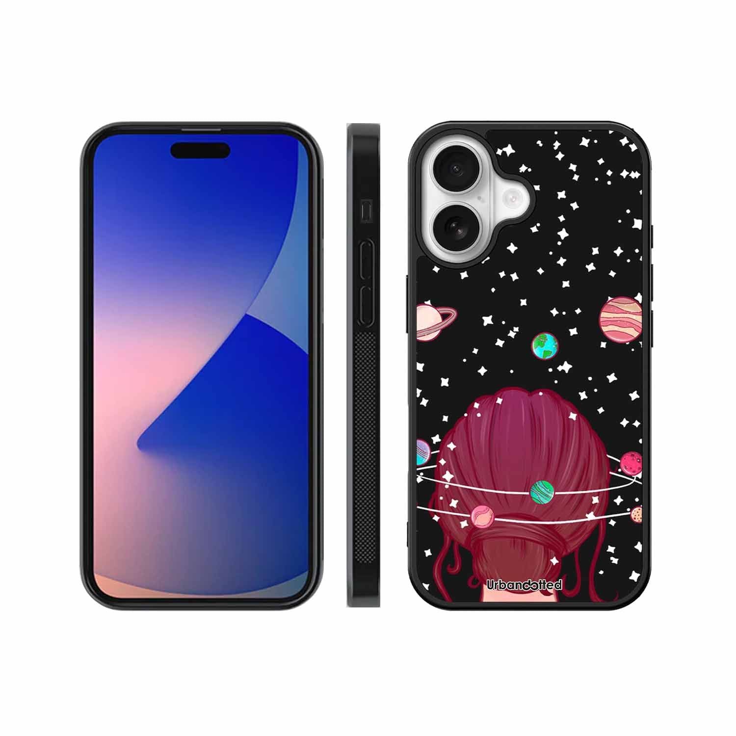 Galactic Hair Space Girl Glass Case For iPhone 17
