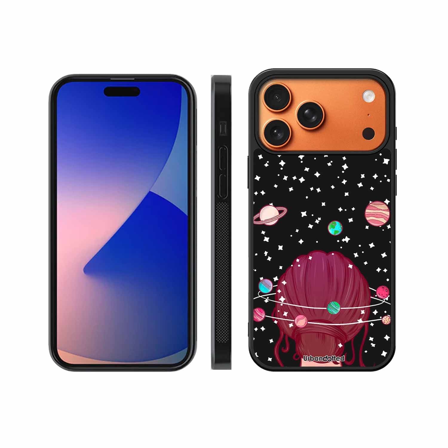 Galactic Hair Space Girl Glass Case For iPhone 17 Pro Max