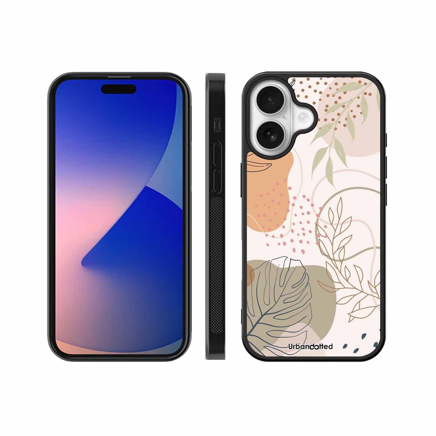 Minimalist Leaf Pattern Glass Case For iPhone 17
