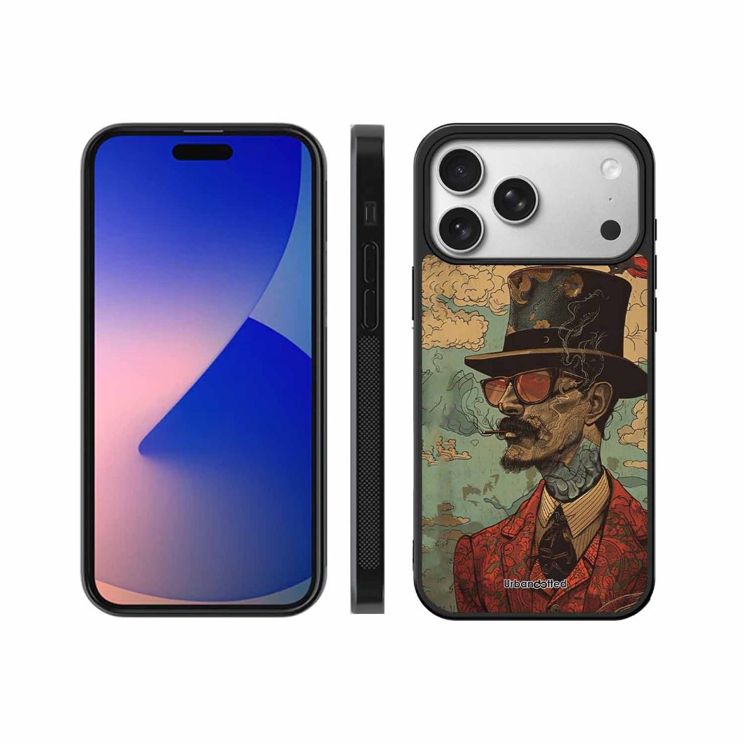 Steampunk Gentleman Smoker Glass Case For iPhone 17 Pro