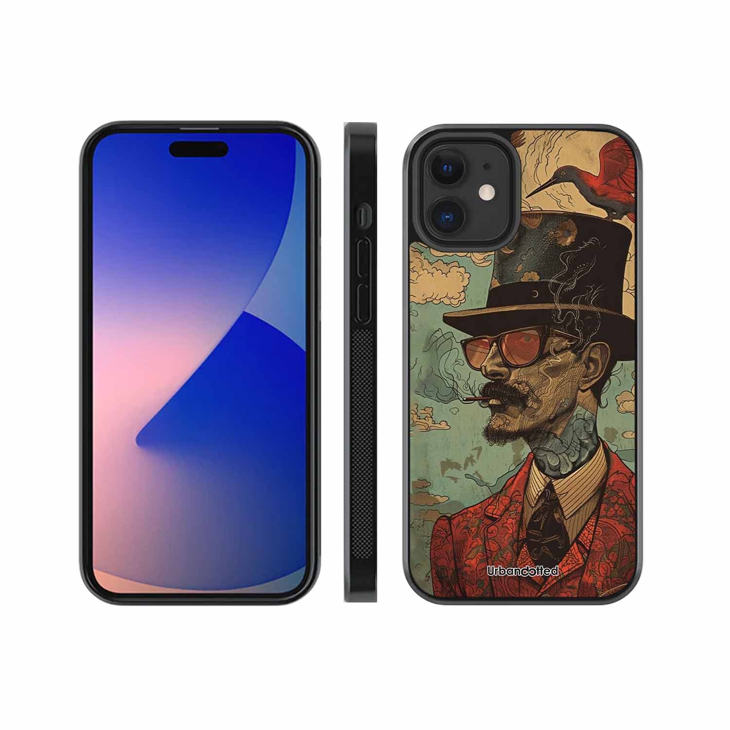 Steampunk Gentleman Smoker Glass Case For iPhone 12 Mini