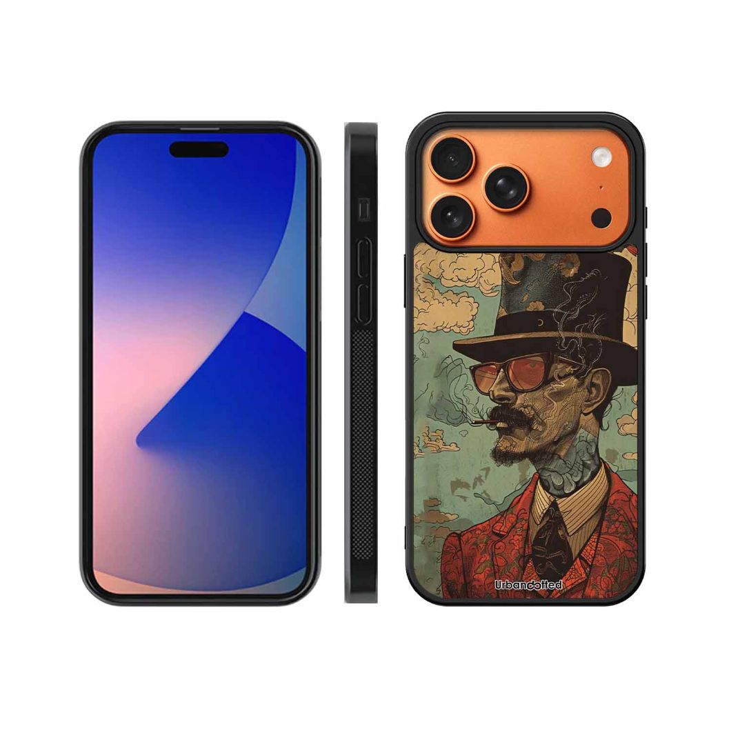 Steampunk Gentleman Smoker Glass Case For iPhone 17 Pro Max