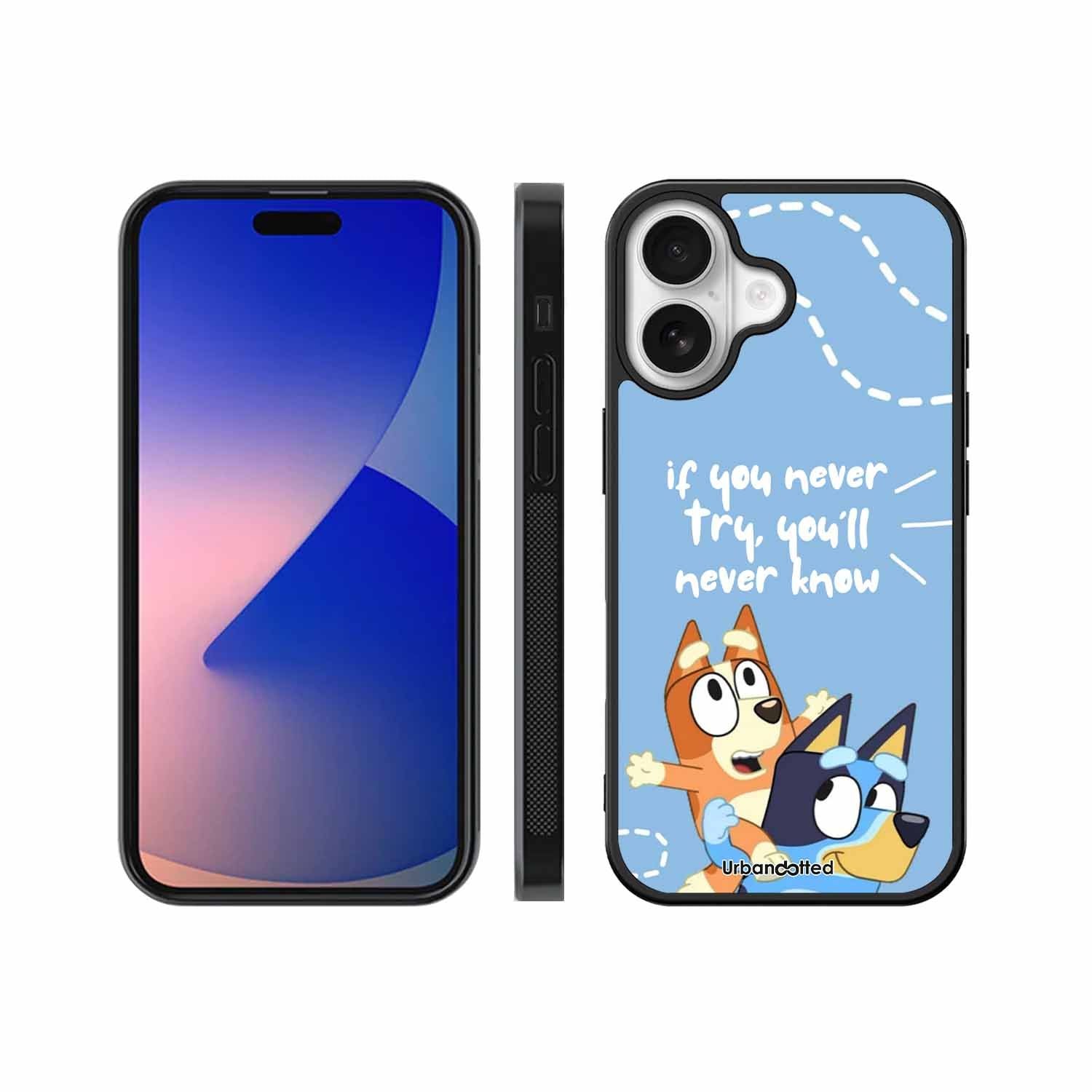Bluey and Bingo Quote Glass Case For iPhone 17