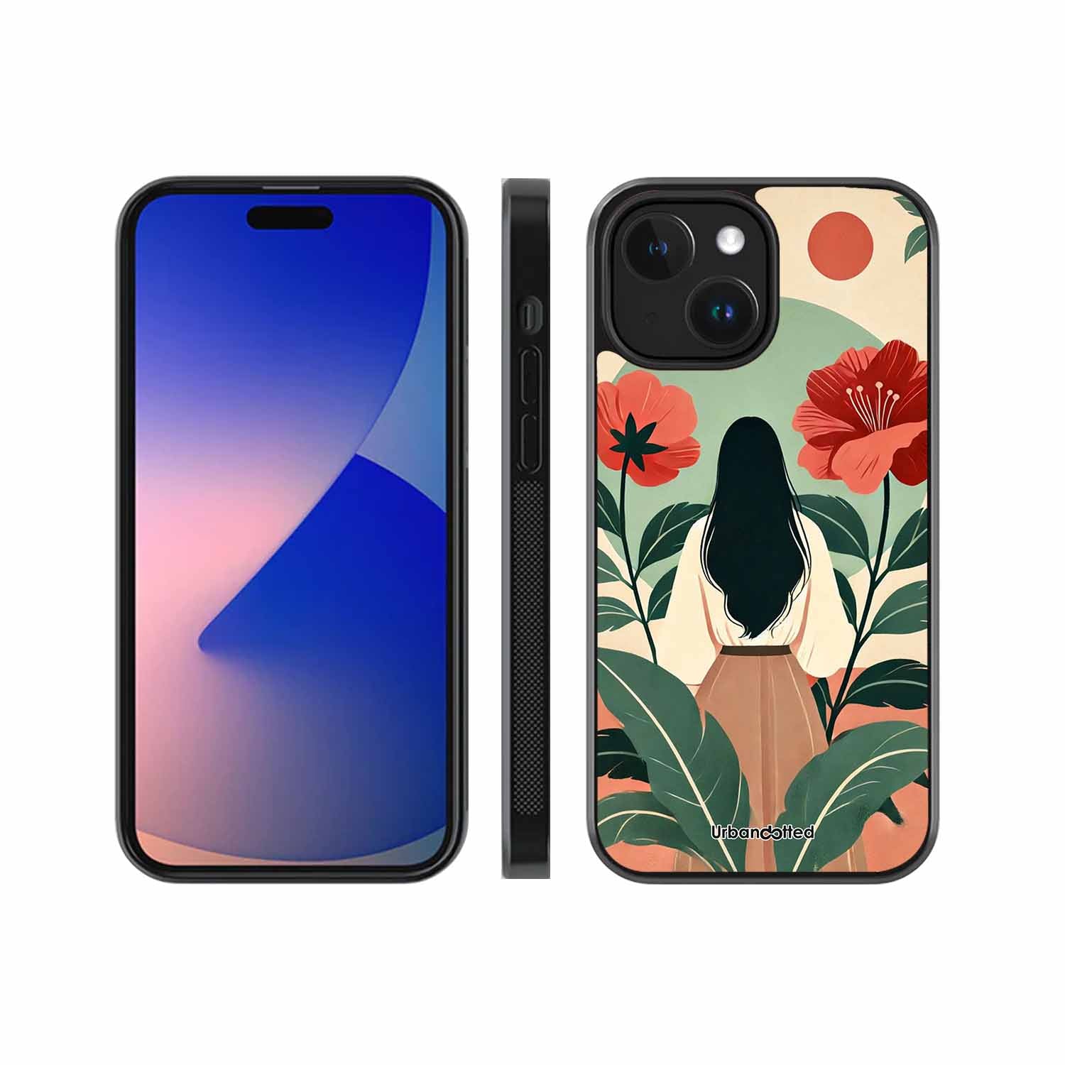 Woman in Floral Garden Glass Case For iPhone 15 Plus