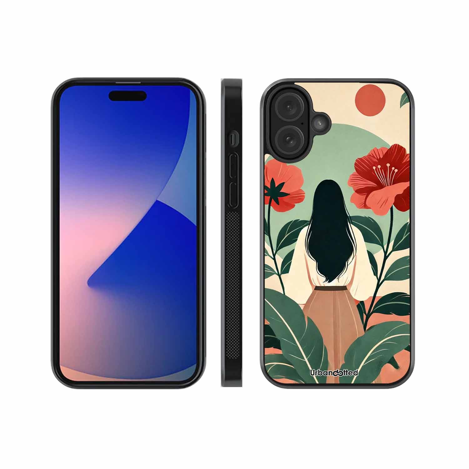 Woman in Floral Garden Glass Case For iPhone 16
