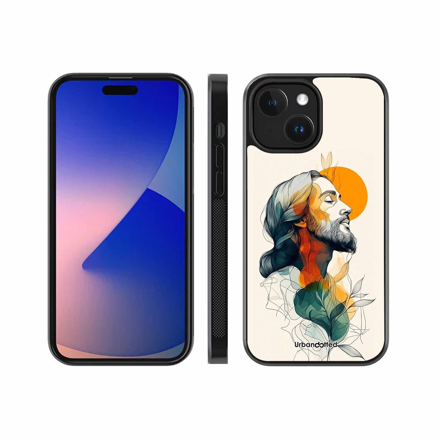 Jesus in Profile Prayer Glass Case For iPhone 15 Plus