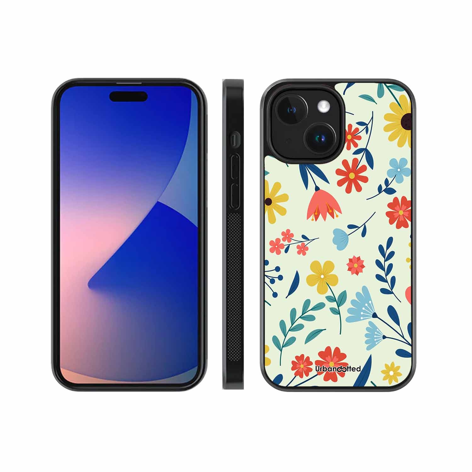 Colorful Wildflower Meadow Glass Case For iPhone 15 Plus