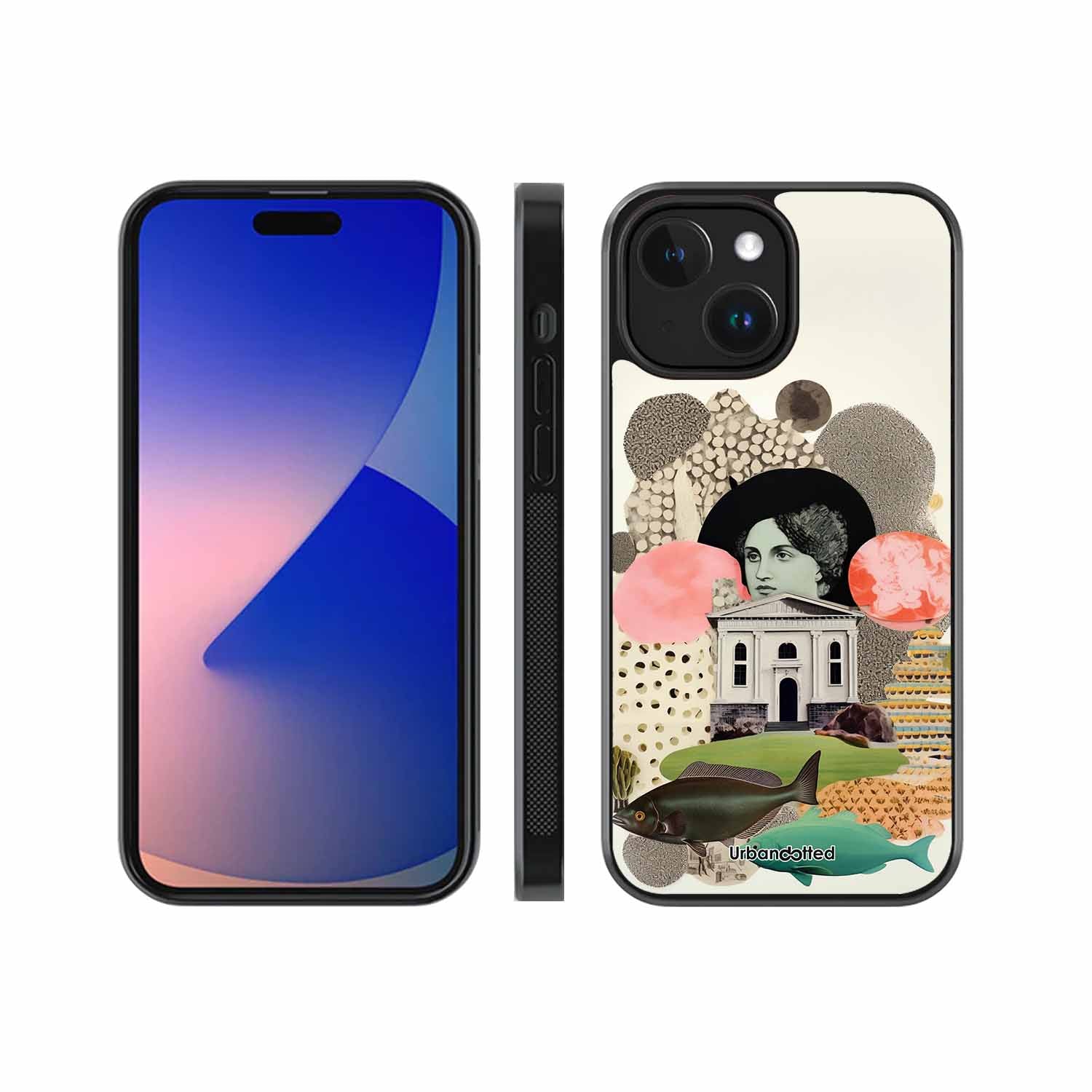 Whimsical Mixed Media Art Glass Case For iPhone 15 Plus