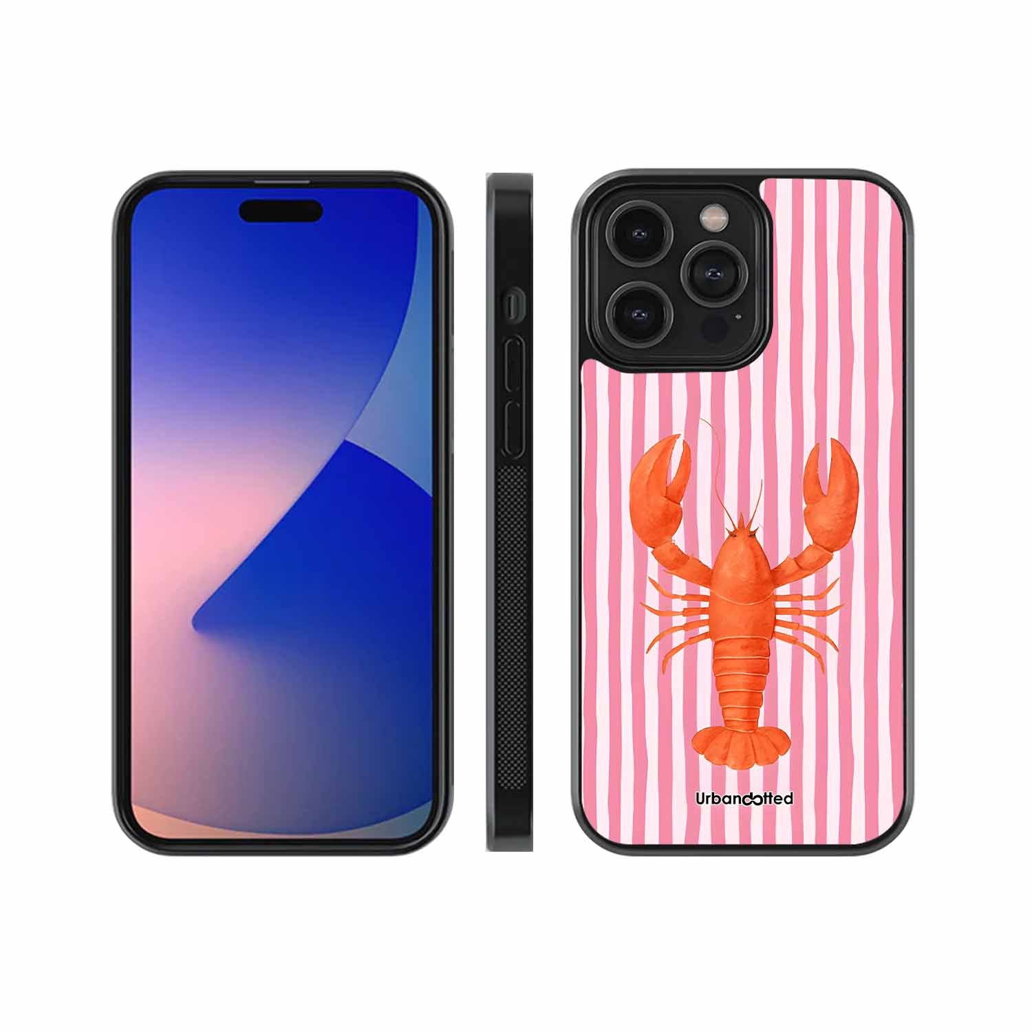 Coastal Lobster Pattern Glass Case