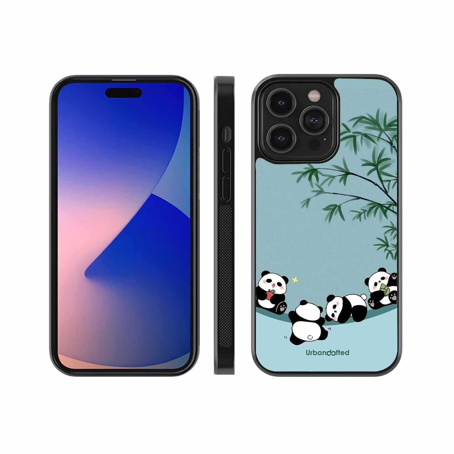 Cute Resting Pandas Glass Case For iPhone 14 Pro Max