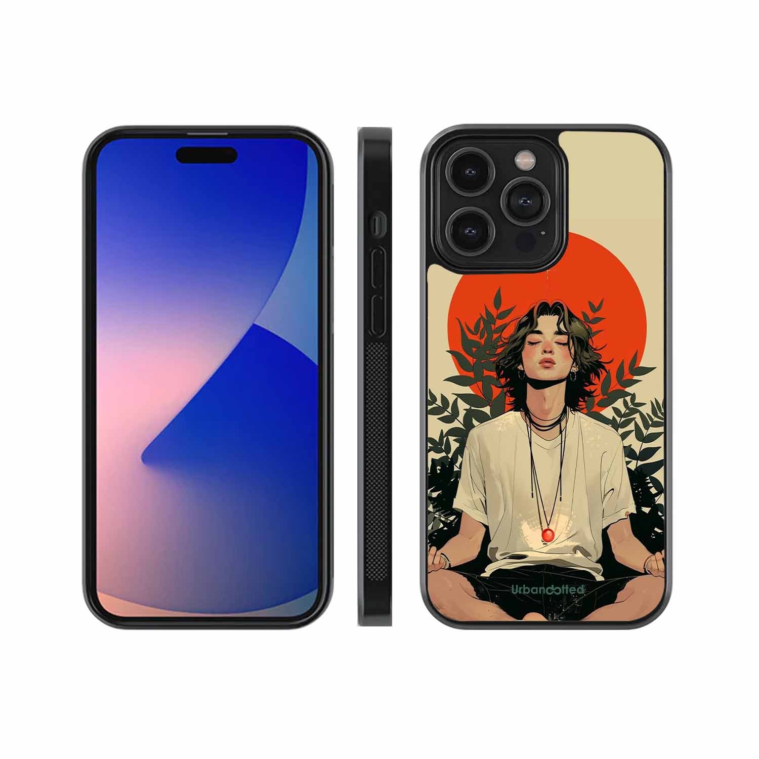 Meditating Figure Glass Case For iPhone 14 Pro Max