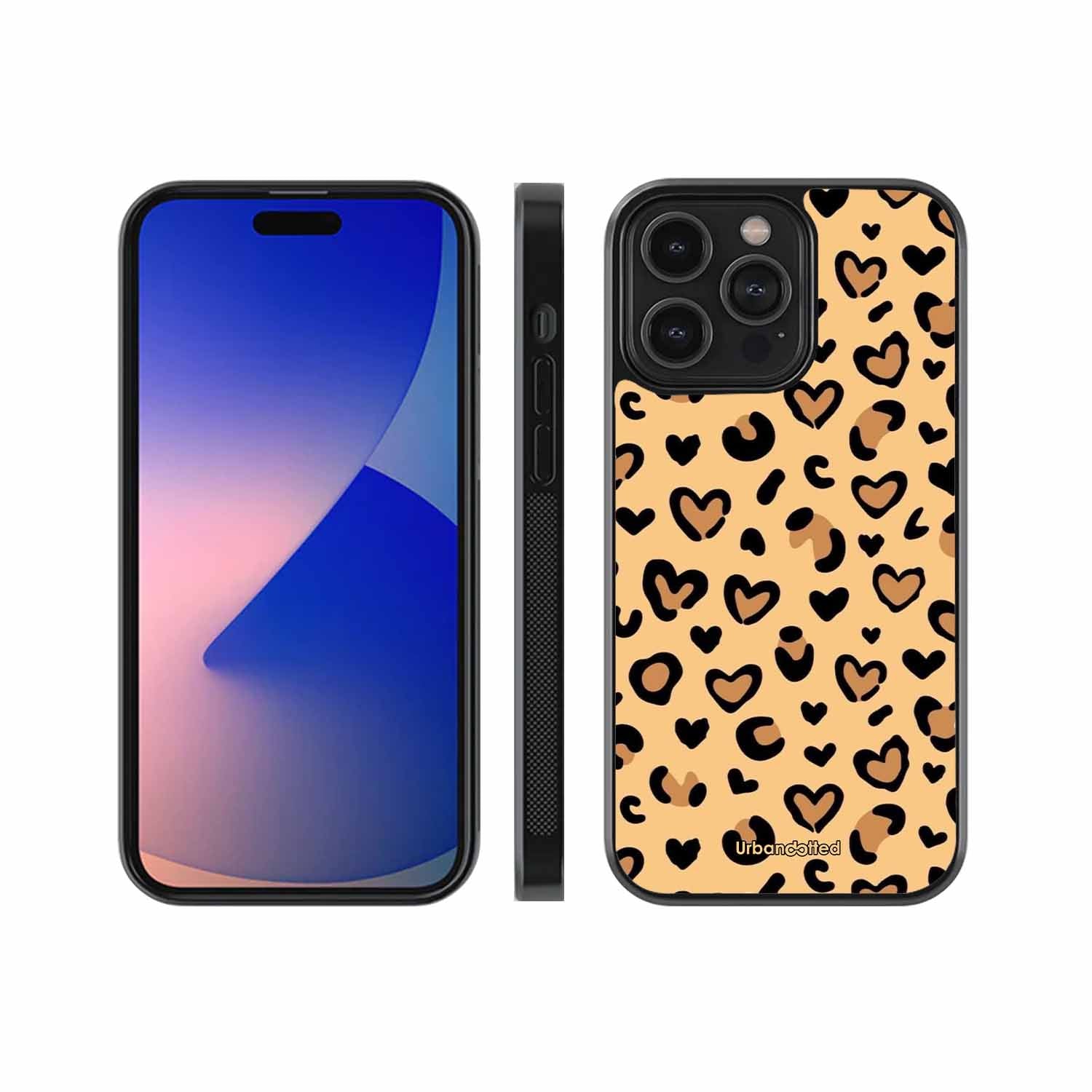 Native Animal Print Hearts Glass Case For iPhone 13 Pro