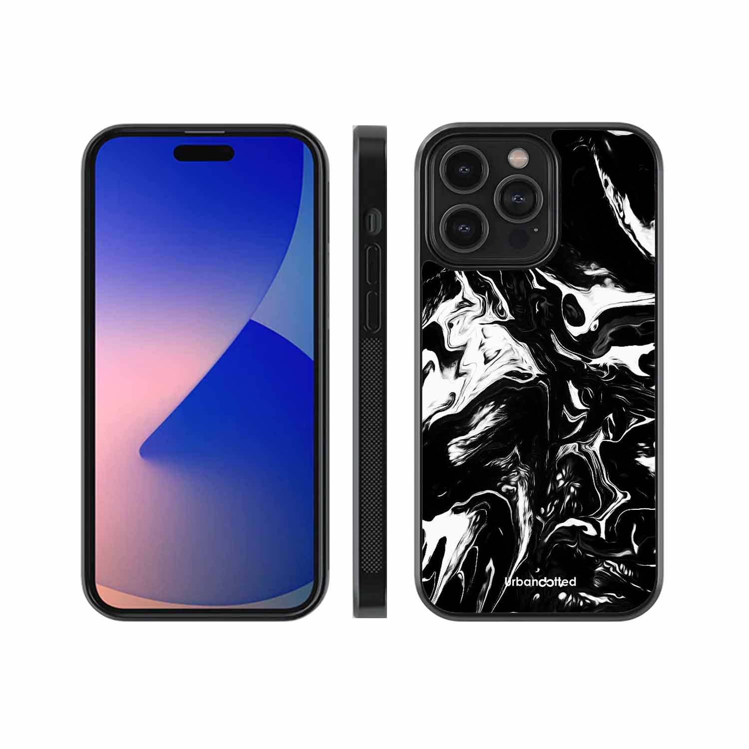 Dark Marble Texture Glass Case For iPhone 13 Pro