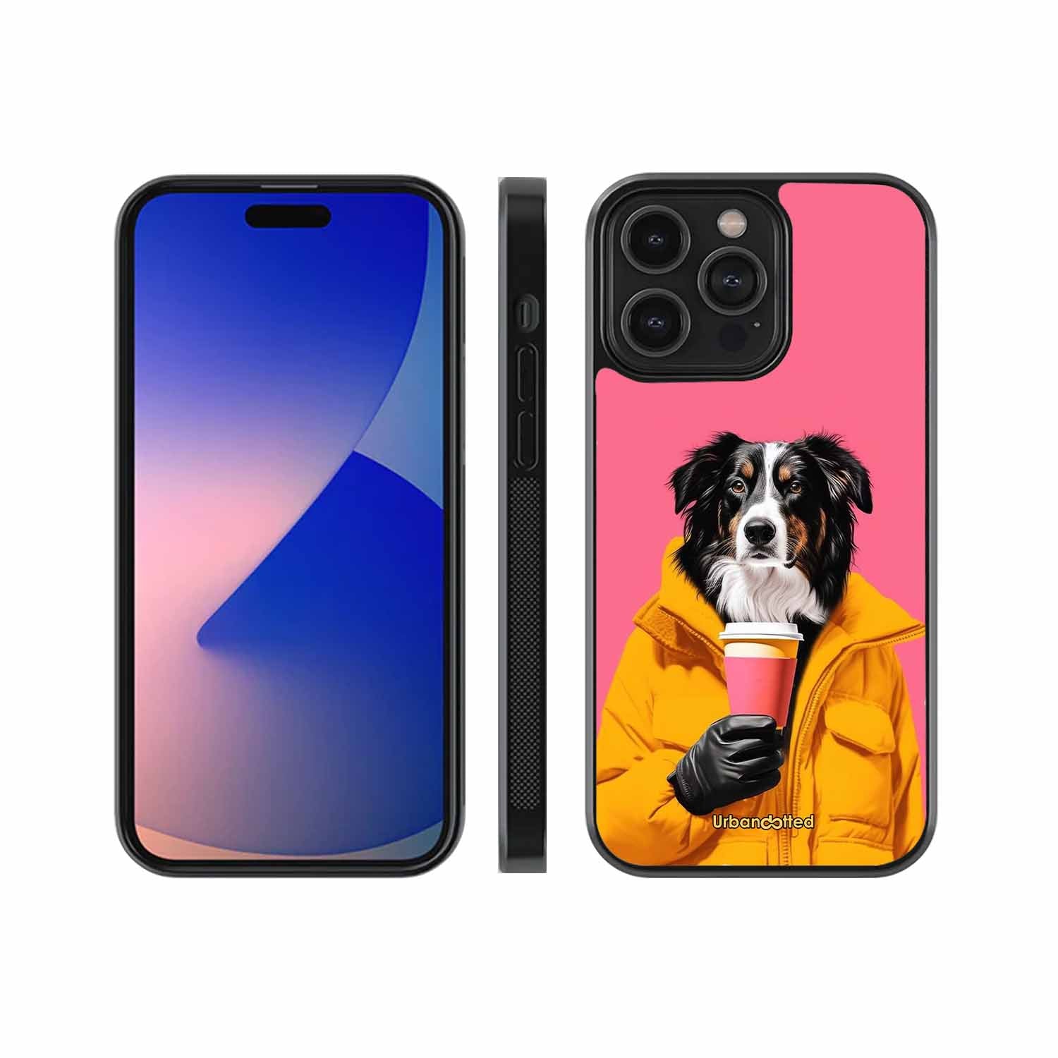 Trendy Dog with Drink Glass Case For iPhone 15 Pro Max