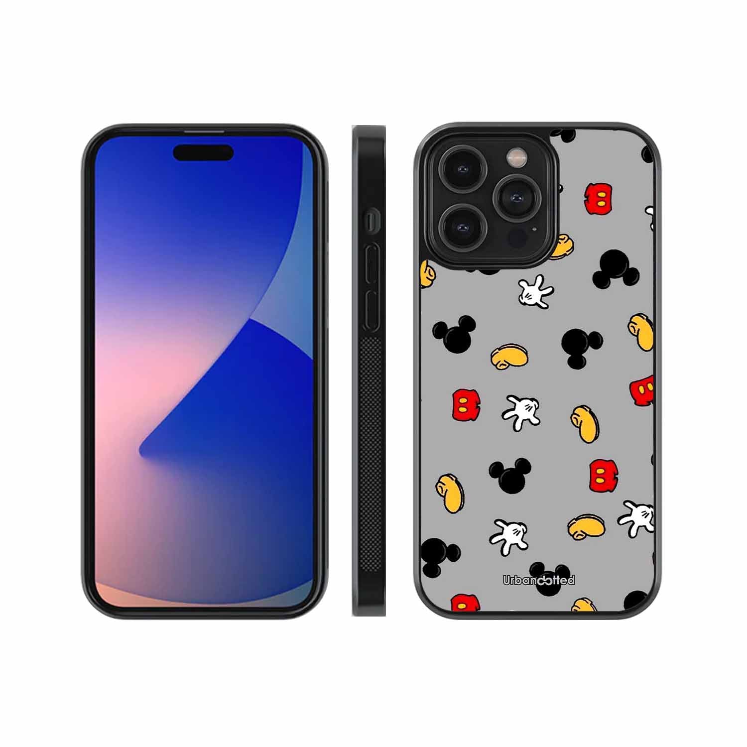 Whimsical Mouse Pattern Glass Case For iPhone 14 Pro Max