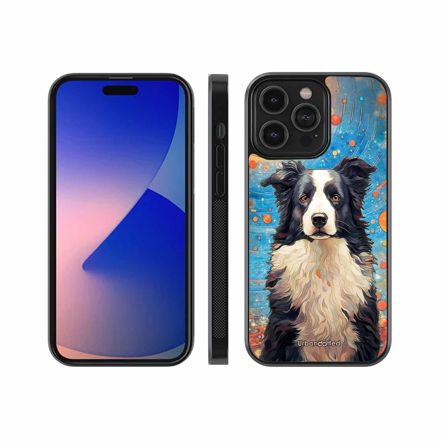 Artistic Dog Illustration Glass Case For iPhone 15 Pro Max