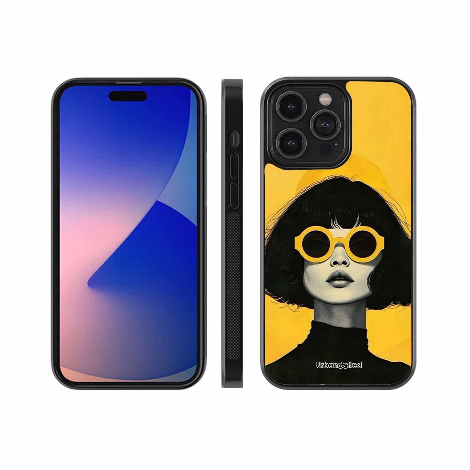 Retro Sunglasses Portrait Glass Case For iPhone 15 Pro Max