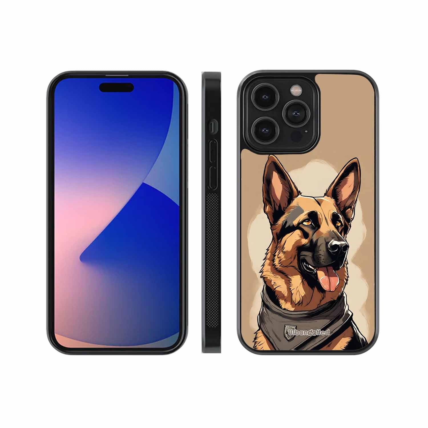 German Shepherd Portrait Glass Case For iPhone 15 Pro