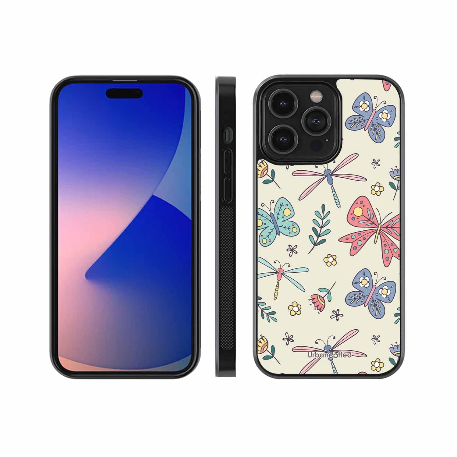 Butterfly and Dragonfly Garden Glass Case For iPhone 12 Pro Max