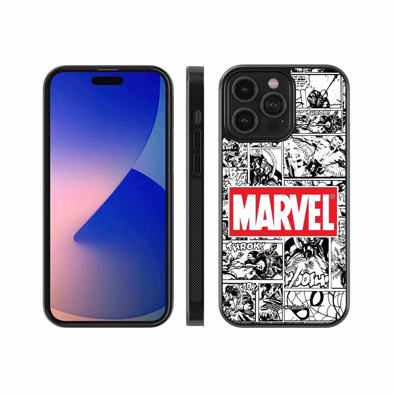 Black and White Comic Book Glass Case For iPhone 13 Pro