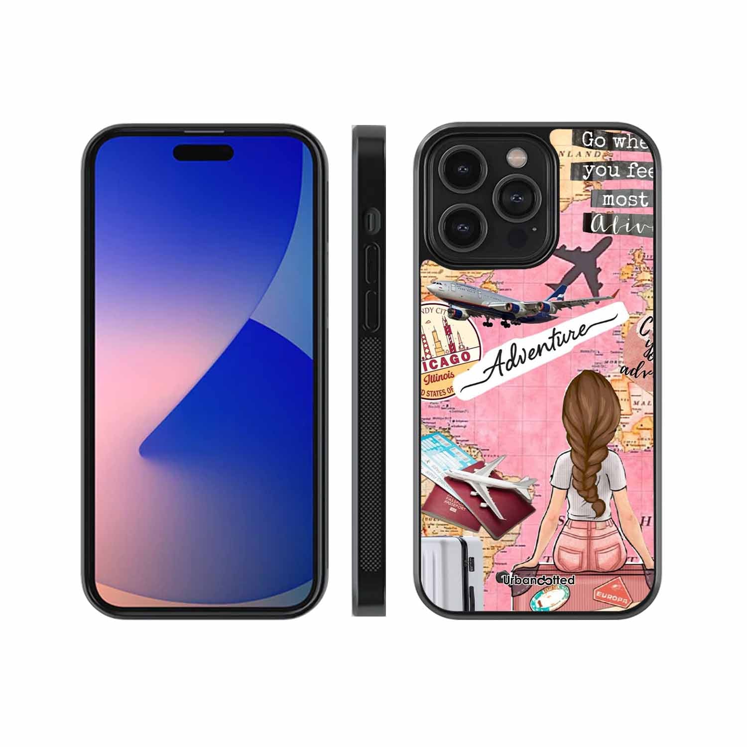 Travel Adventure Map Glass Case For iPhone 13 Pro