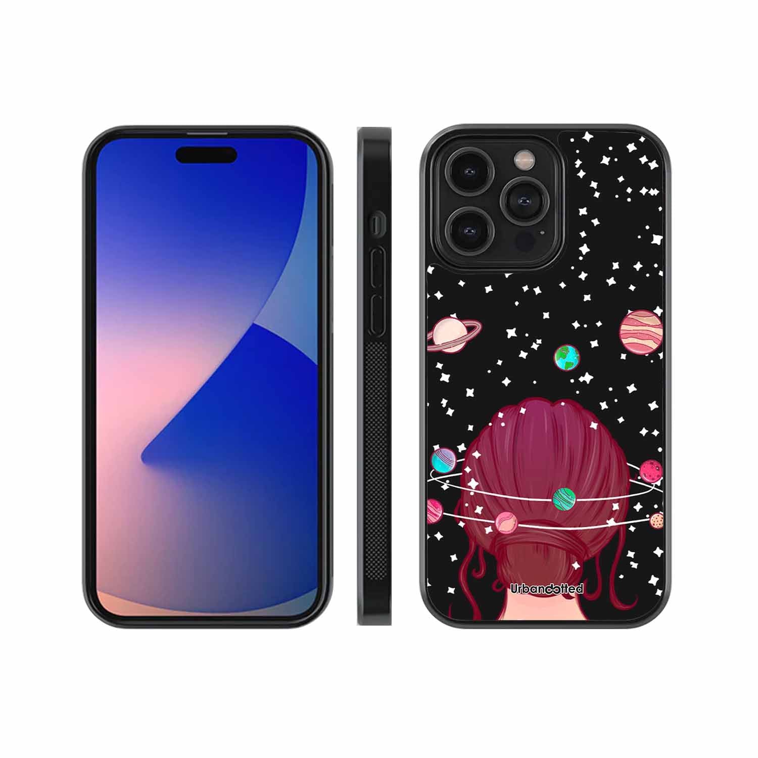 Galactic Hair Space Girl Glass Case For iPhone 12 Pro