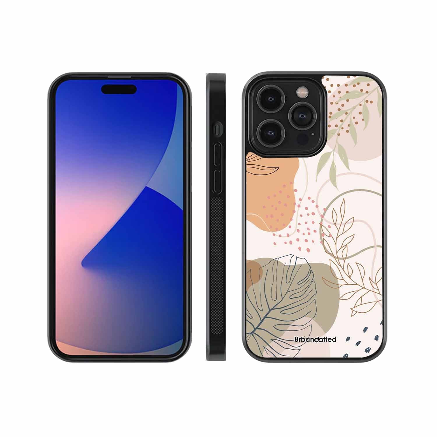 Minimalist Leaf Pattern Glass Case For iPhone 12 Pro