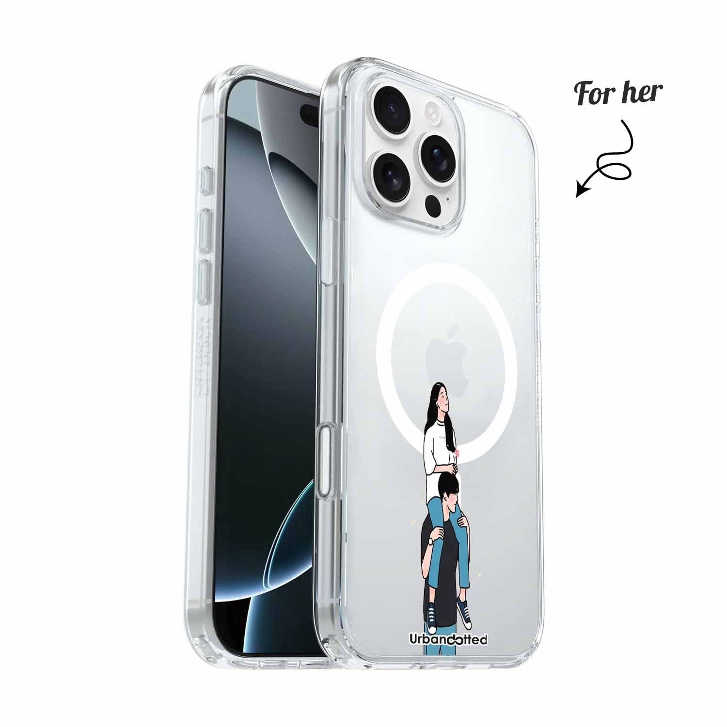 Piggyback Ride Crystal Clear Couple Case