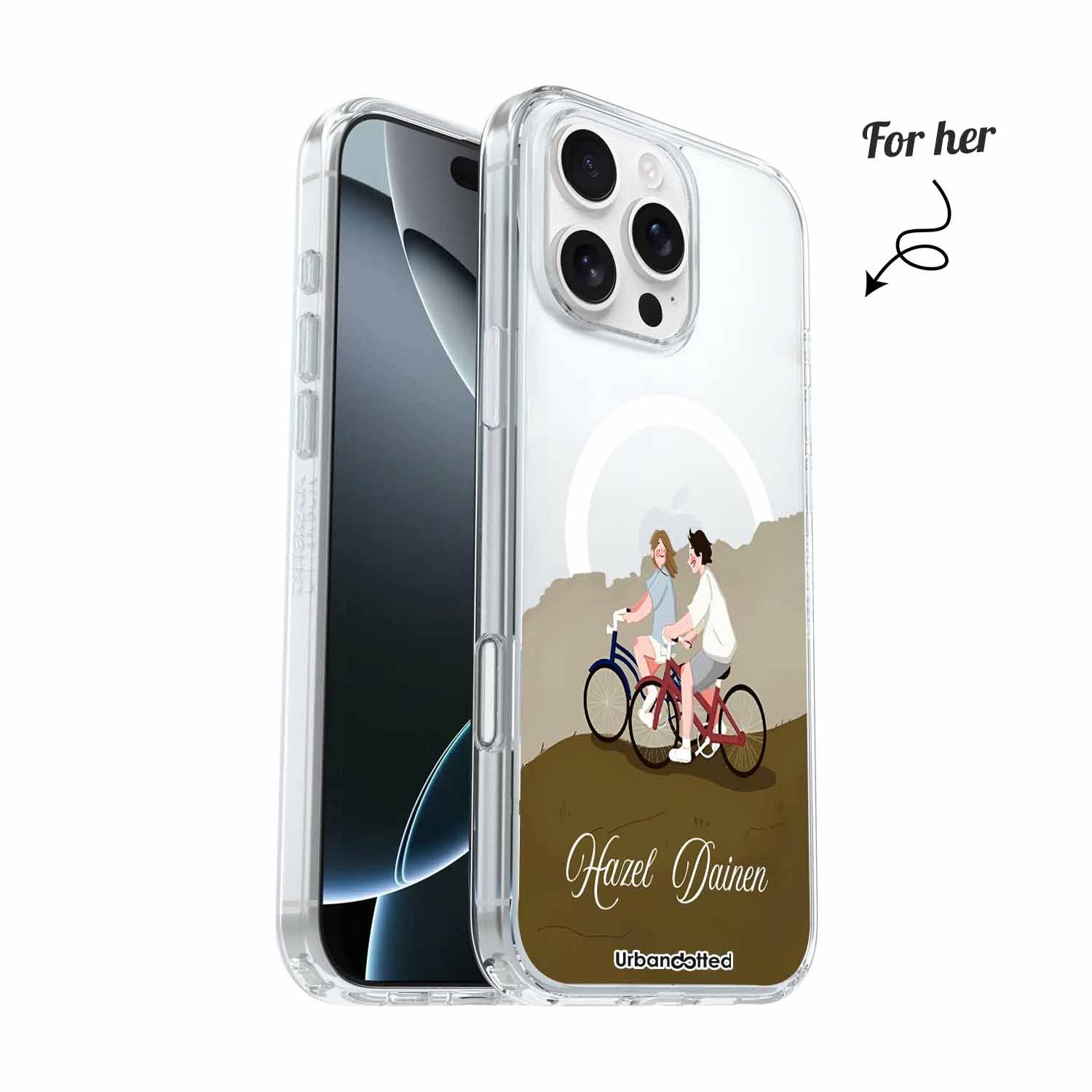 Cycling Duo Personalized Crystal Clear Couple Case