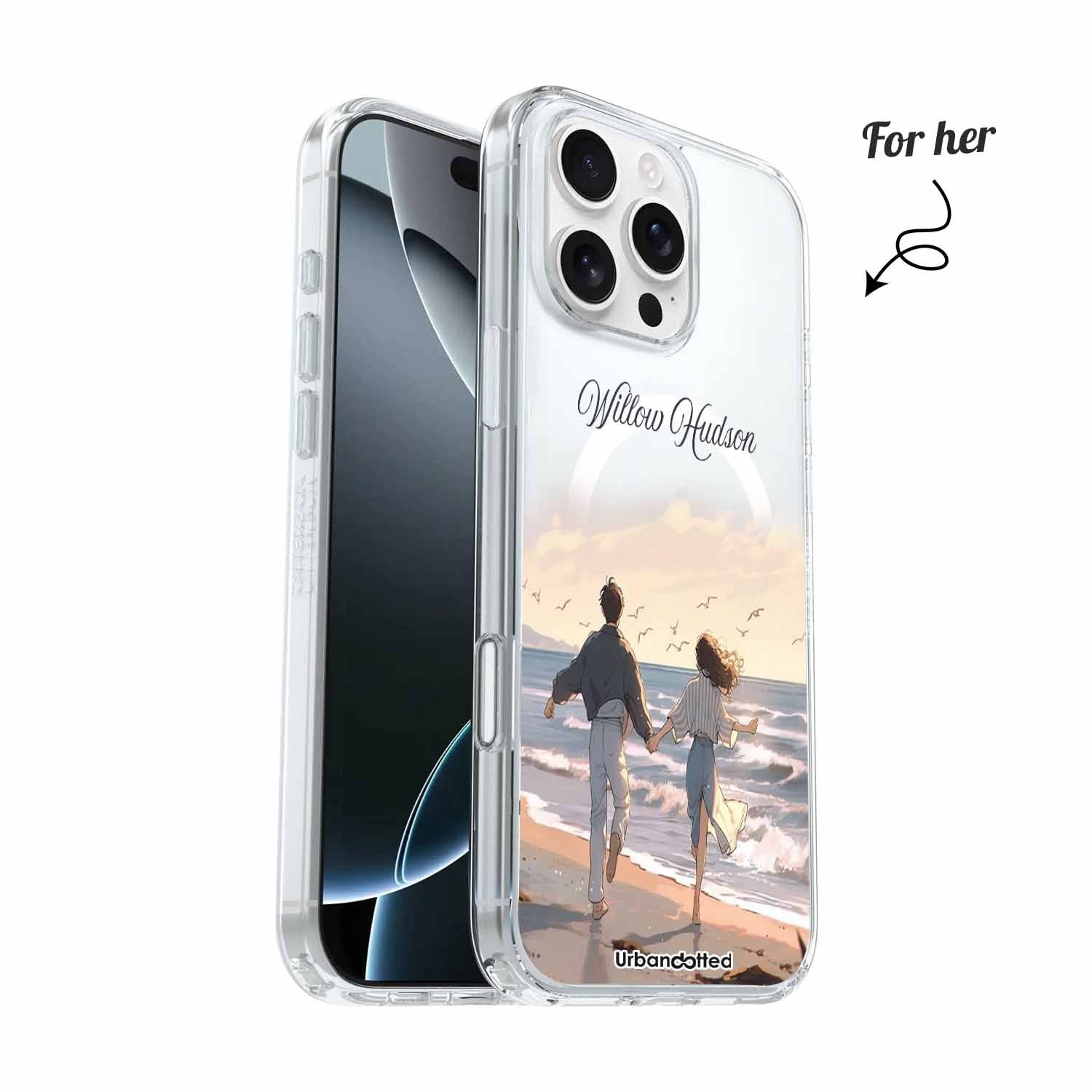 Beach Stroll Personalized Crystal Clear Couple Case