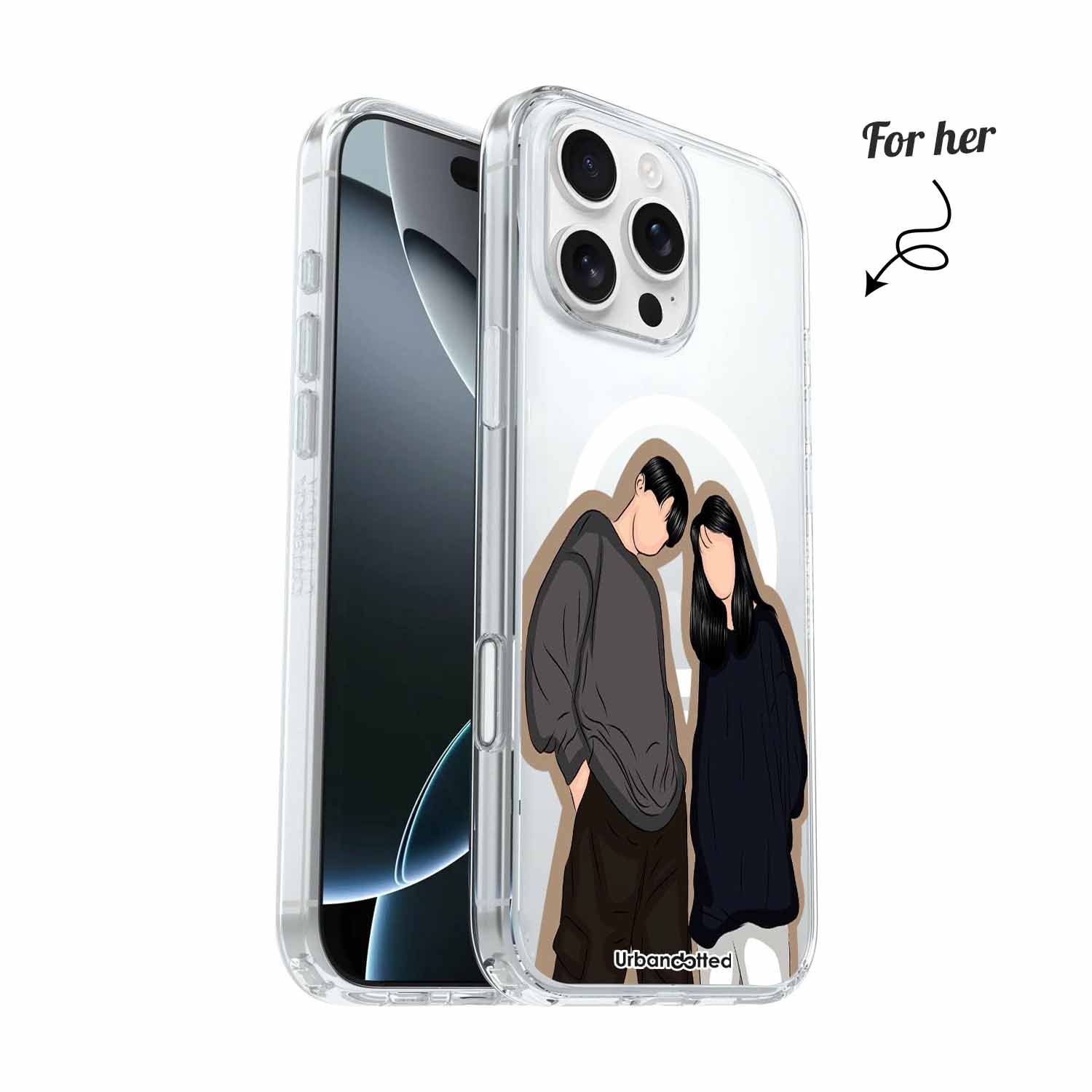 Chic Couple Portrait Crystal Clear Couple Case