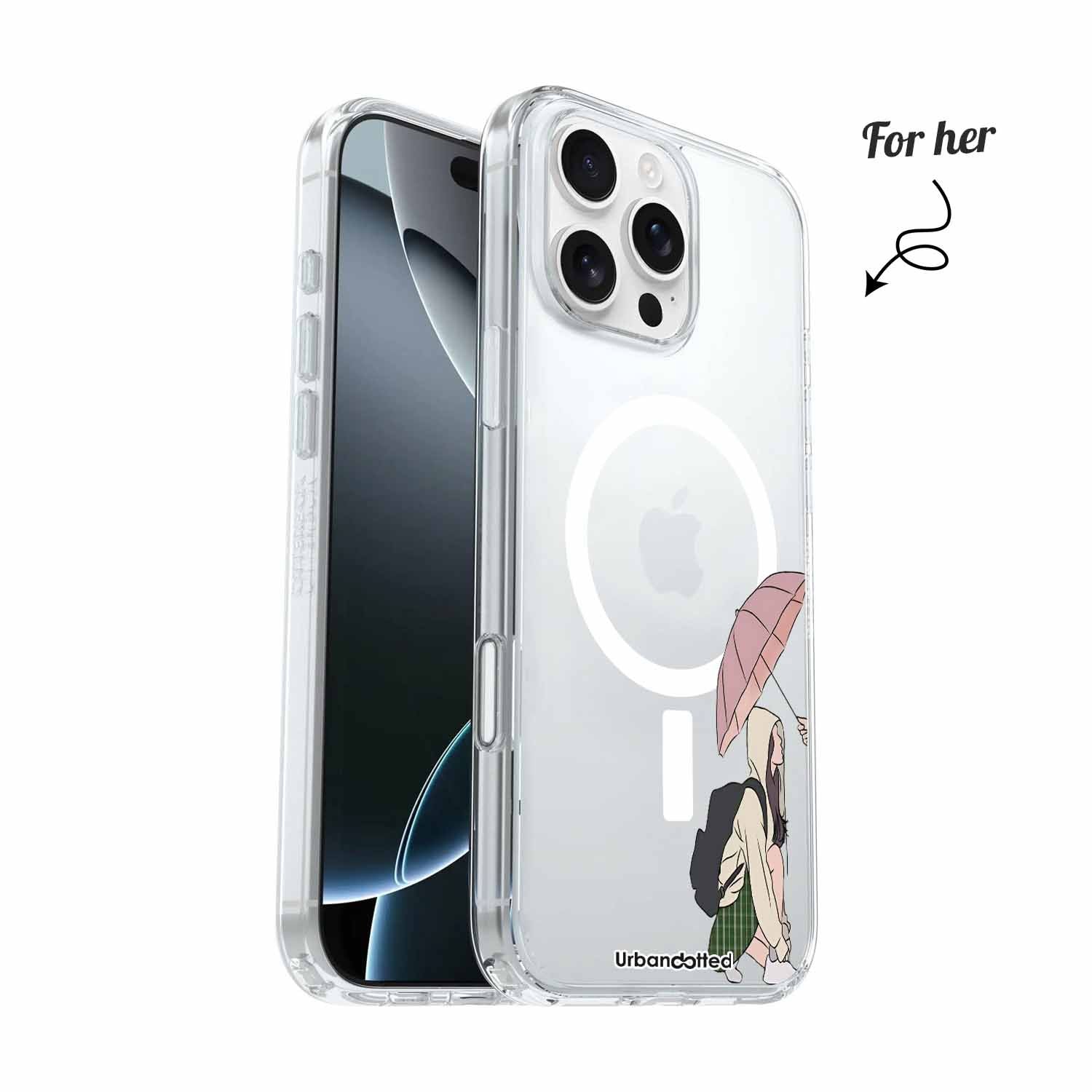 Rainy Day & Chill Crystal Clear Couple Case