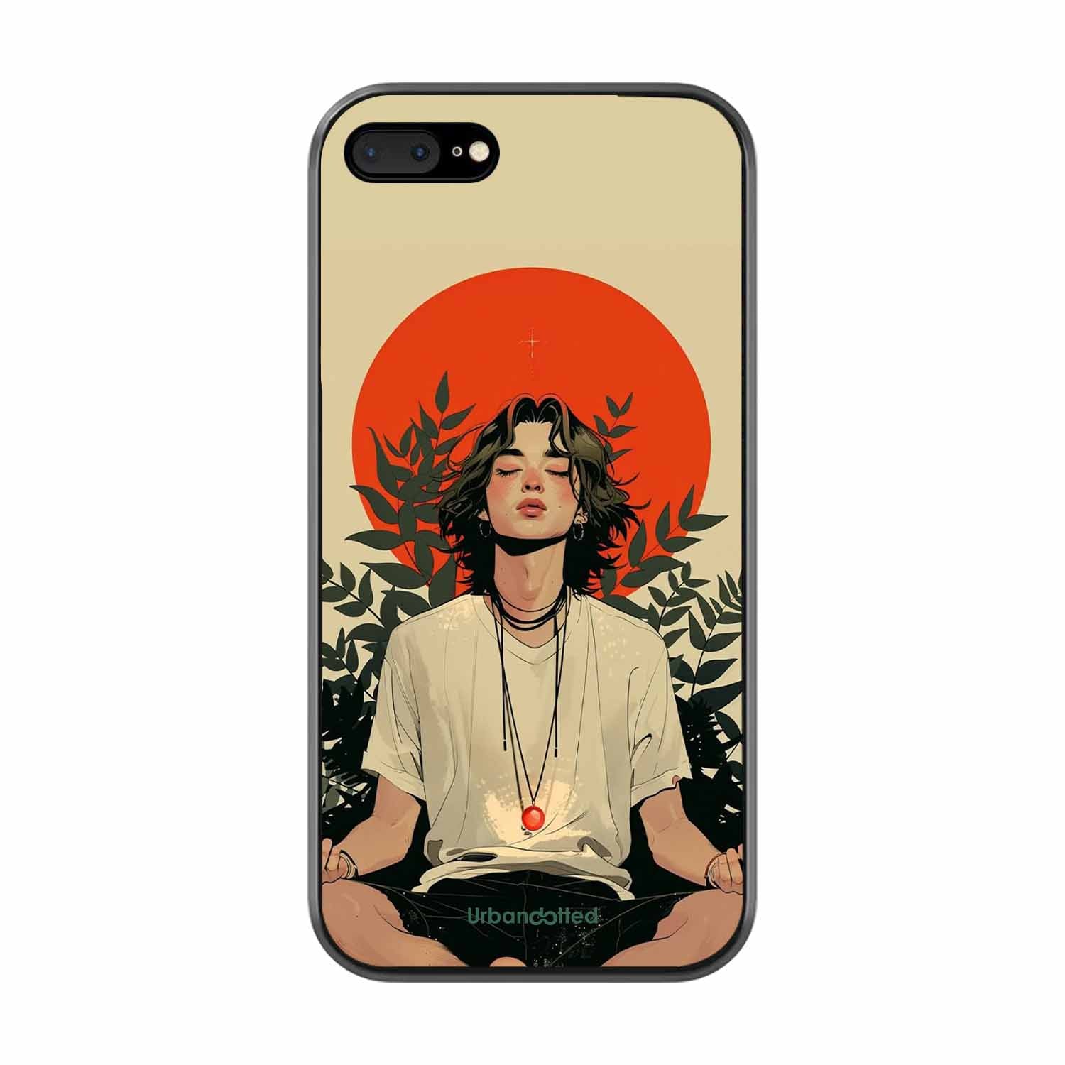Meditating Figure Glass Case For iPhone 7 Plus
