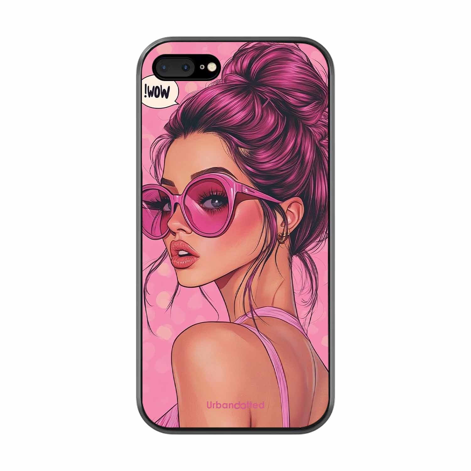 Retro Sunglasses Girl Glass Case For iPhone 7 Plus