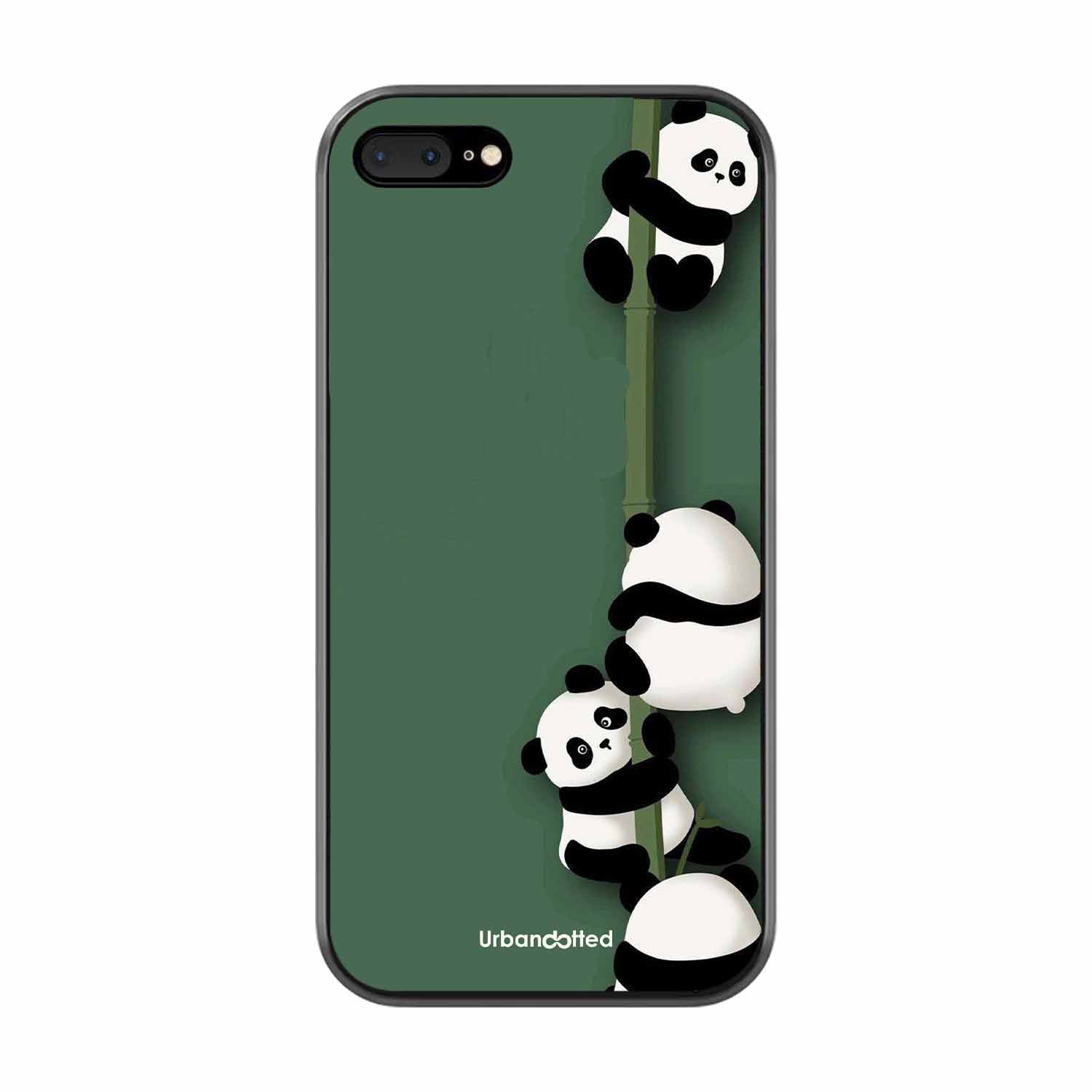Climbing Pandas Glass Case For iPhone 7 Plus