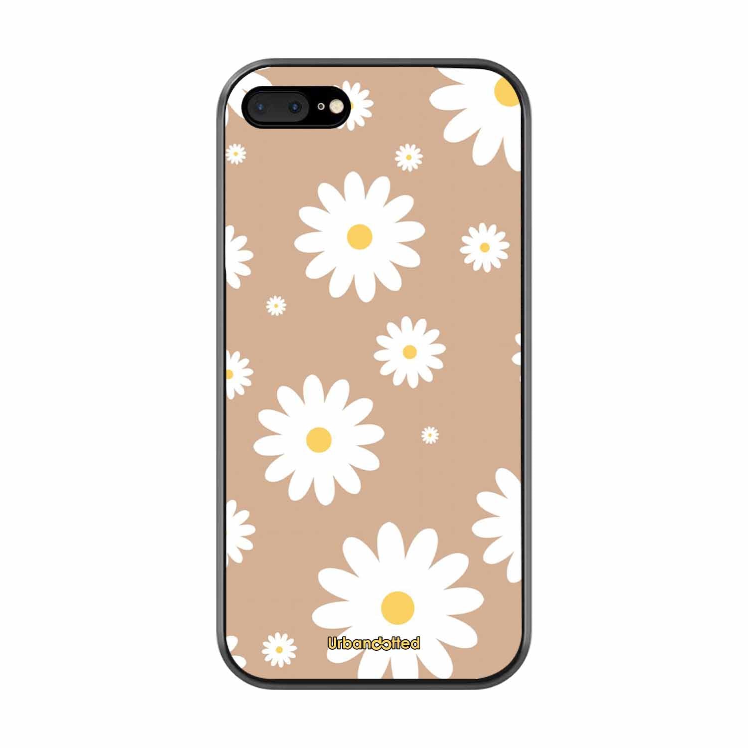 Tan Daisy Field Glass Case For iPhone 7 Plus