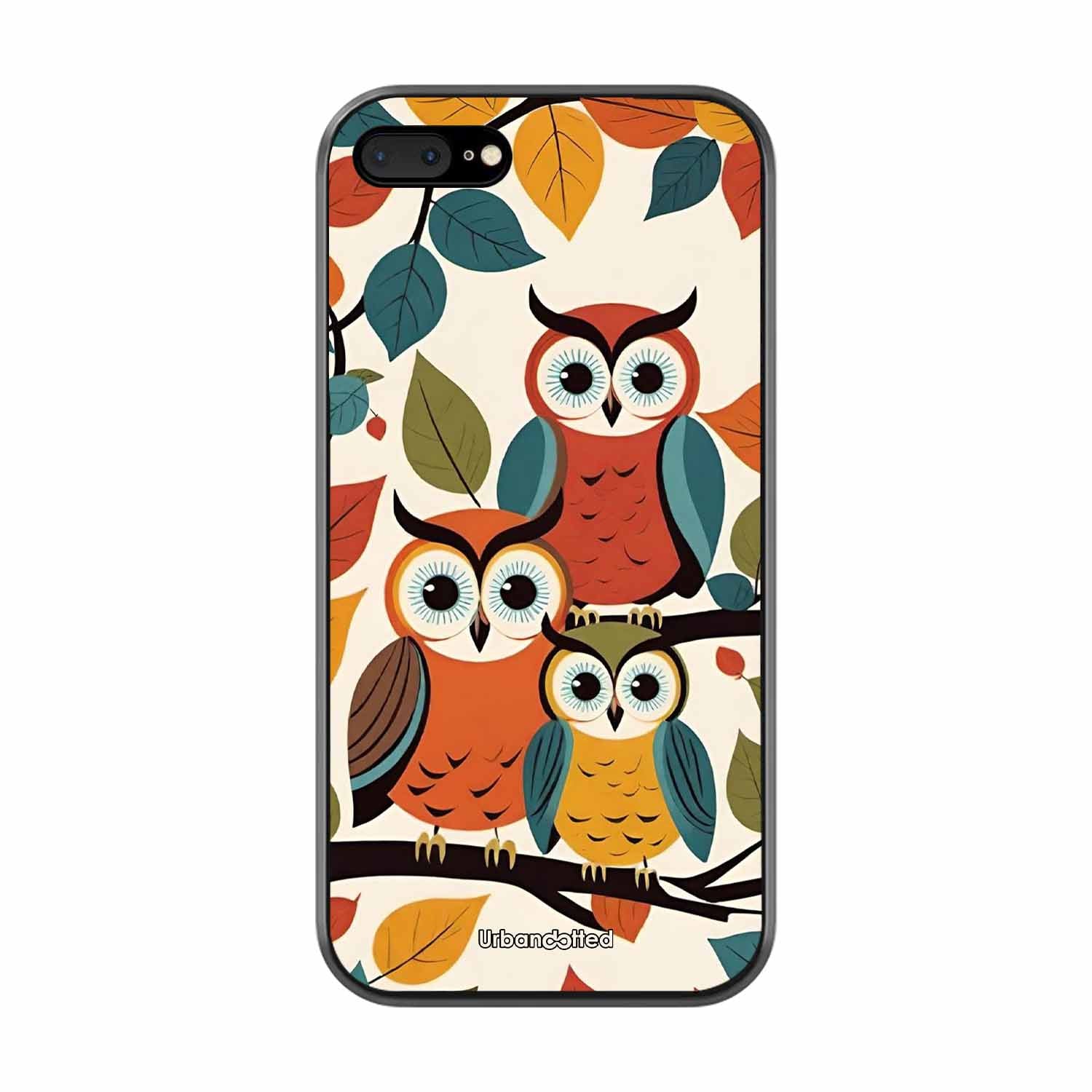 Retro Owl Family Glass Case For iPhone 7 Plus