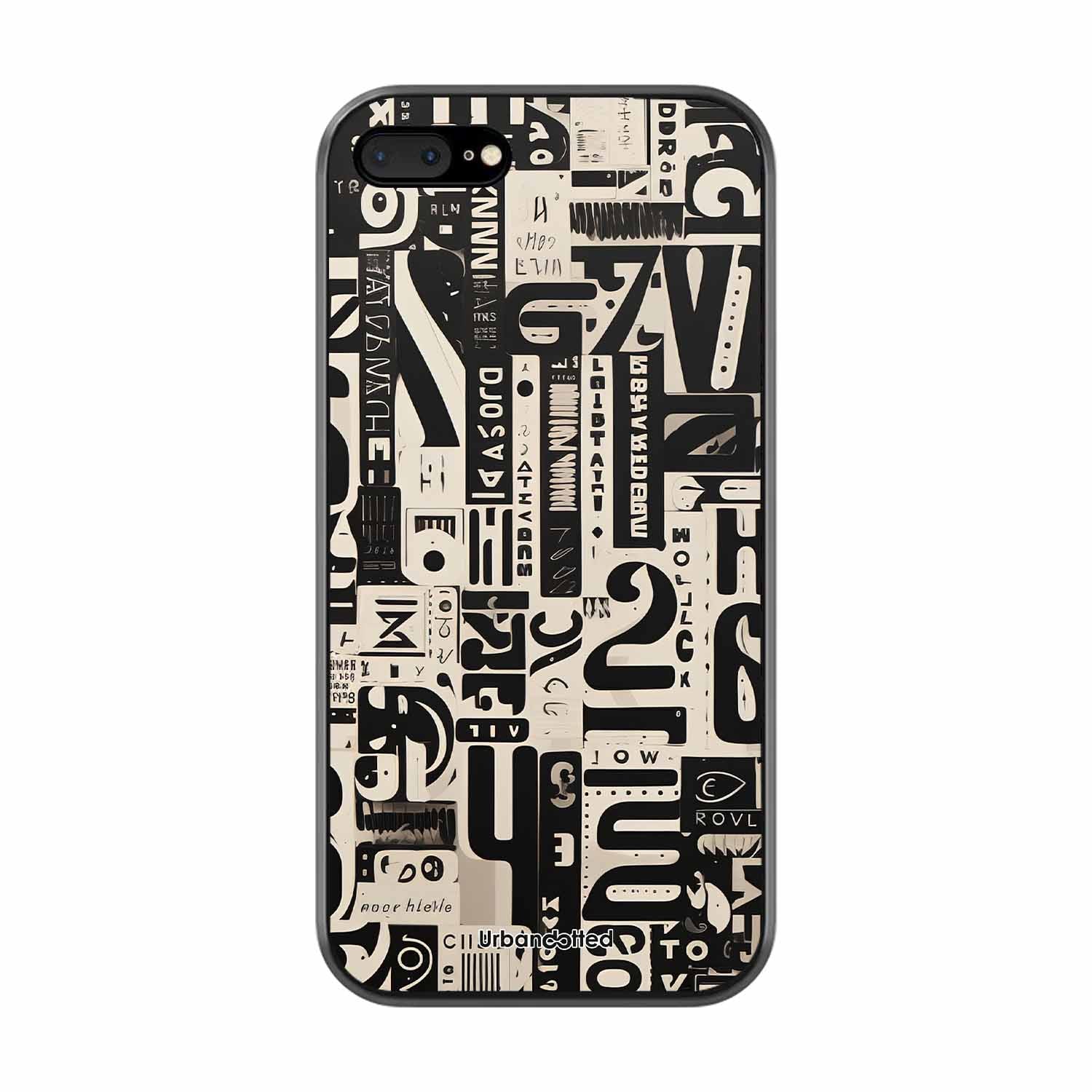 Abstract Typography Collage Glass Case For iPhone 7 Plus