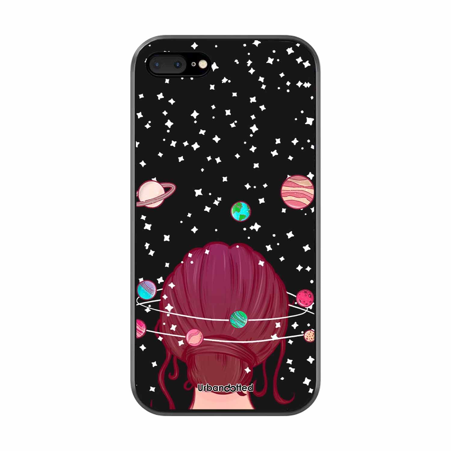 Galactic Hair Space Girl Glass Case For iPhone 7 Plus