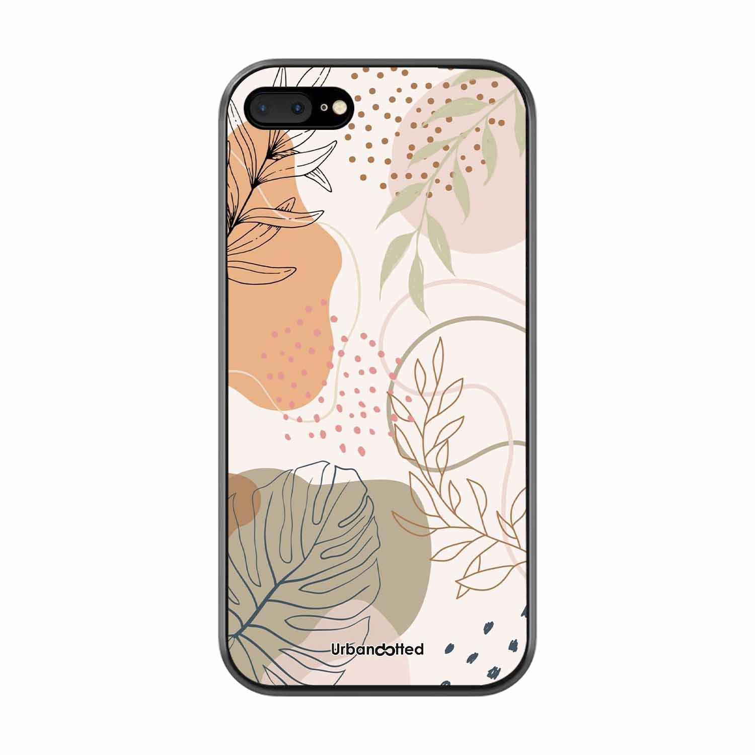 Minimalist Leaf Pattern Glass Case For iPhone 7 Plus