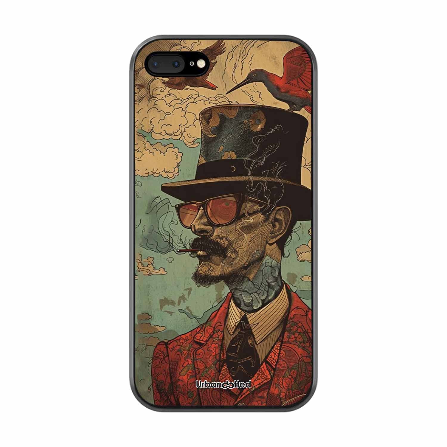 Steampunk Gentleman Smoker Glass Case For iPhone 7 Plus